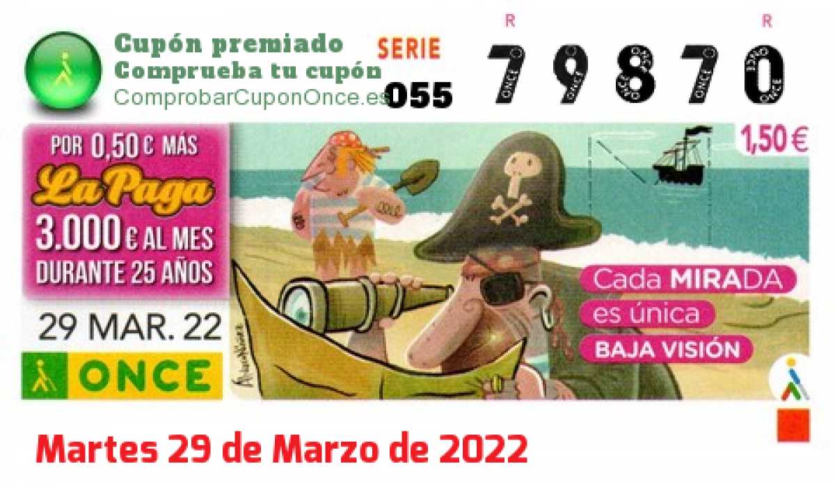 Cupón premiado en este sorteo