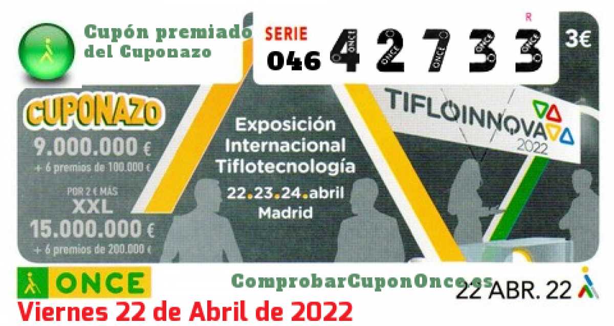 Cuponazo ONCE premiado el Viernes 22/4/2022