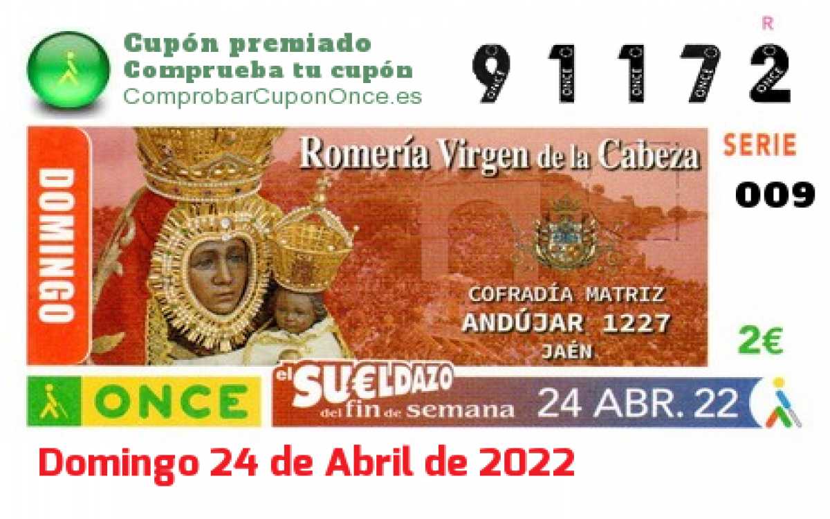 Cupón premiado en este sorteo