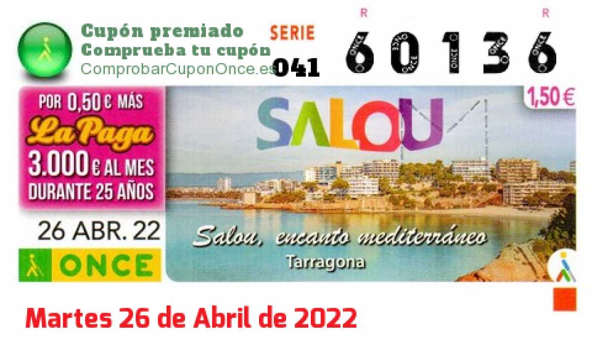 Cupón premiado en este sorteo