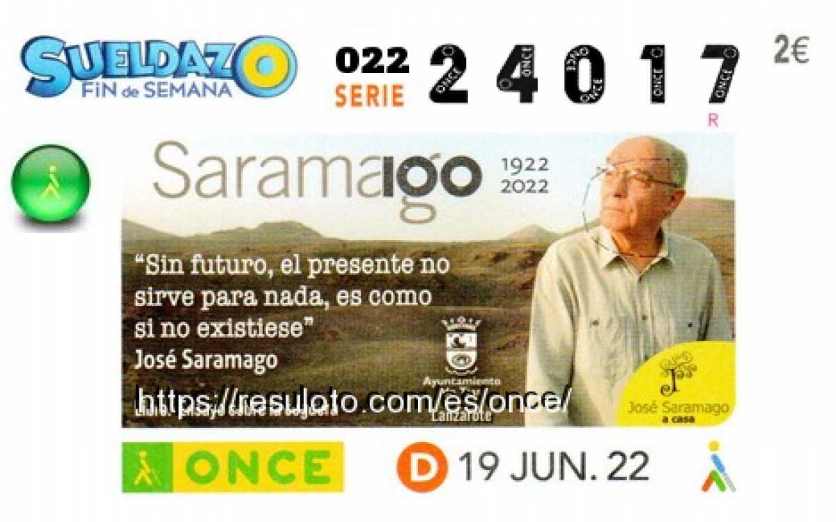 Sueldazo ONCE premiado el Domingo 19/6/2022