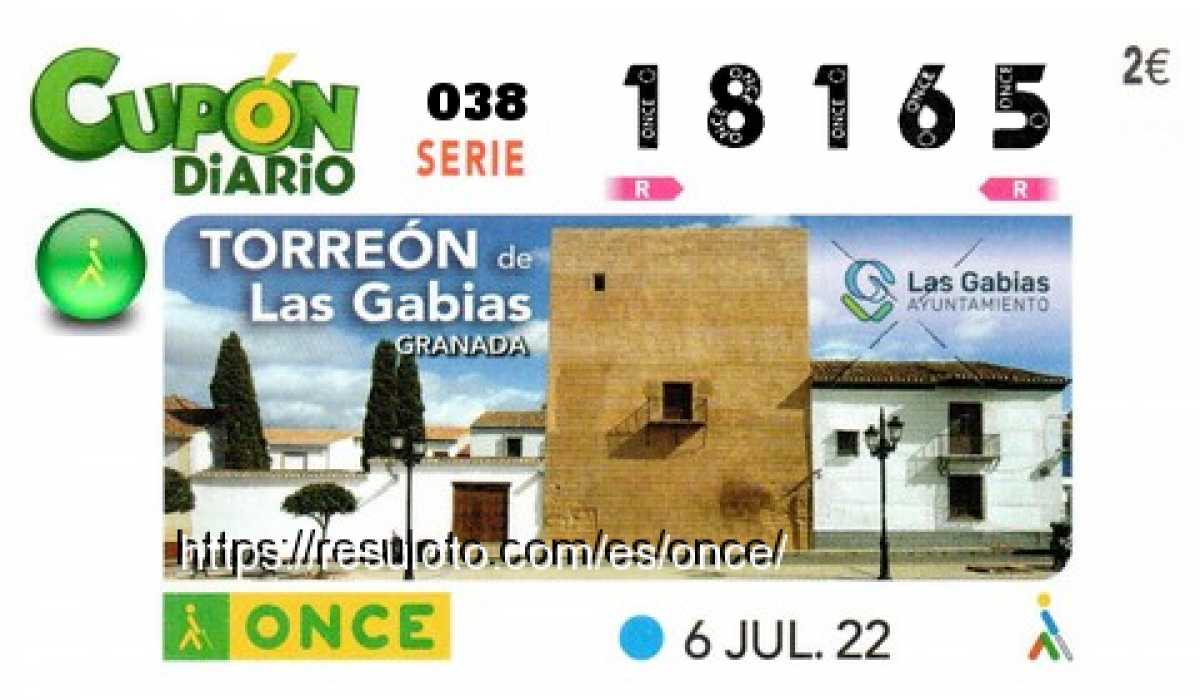 Cupón ONCE premiado el Miercoles 6/7/2022