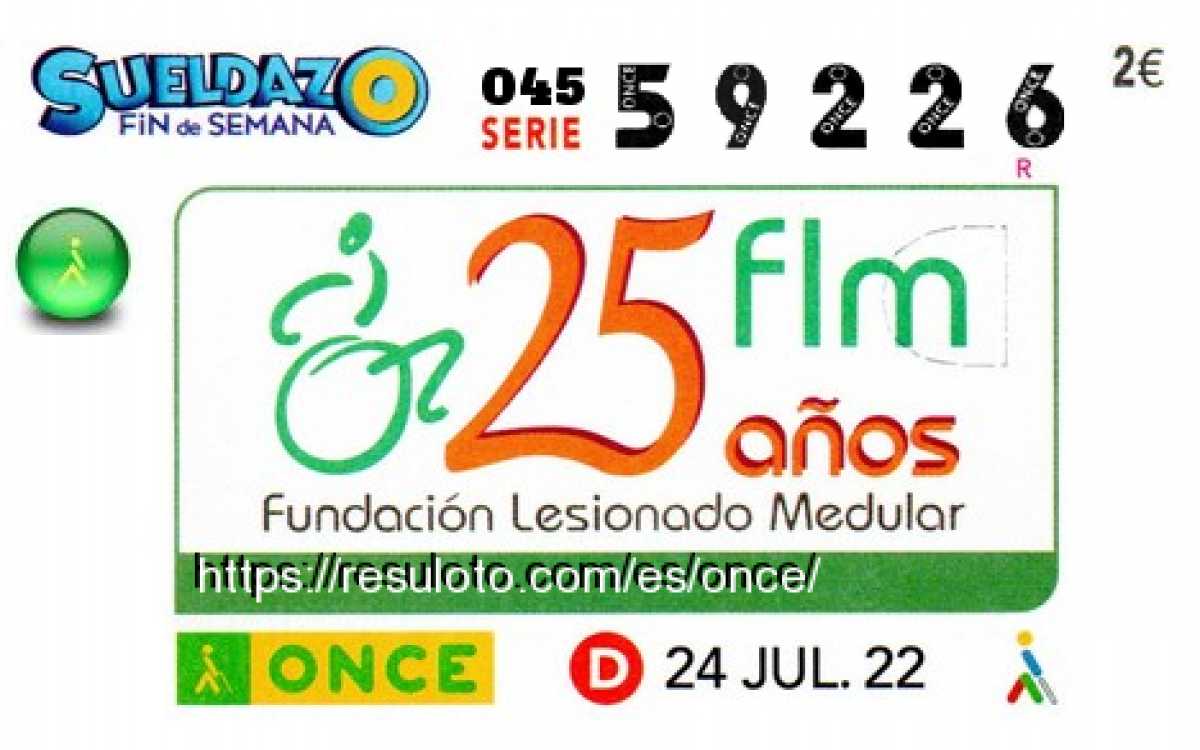 Sueldazo ONCE premiado el Domingo 24/7/2022