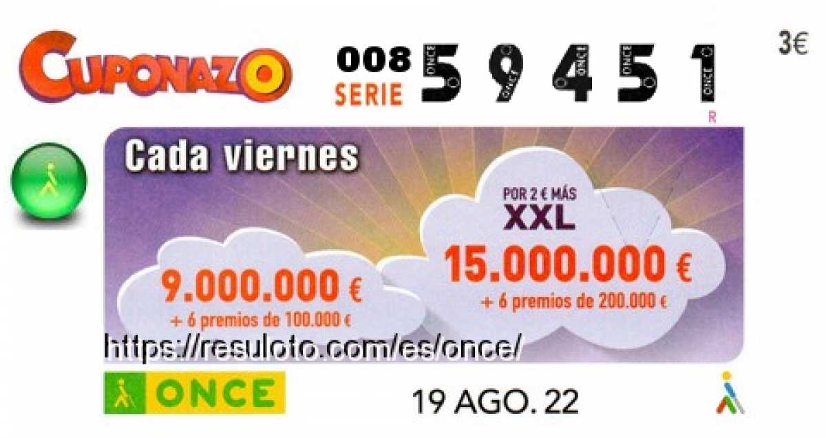 Cupón premiado en este sorteo