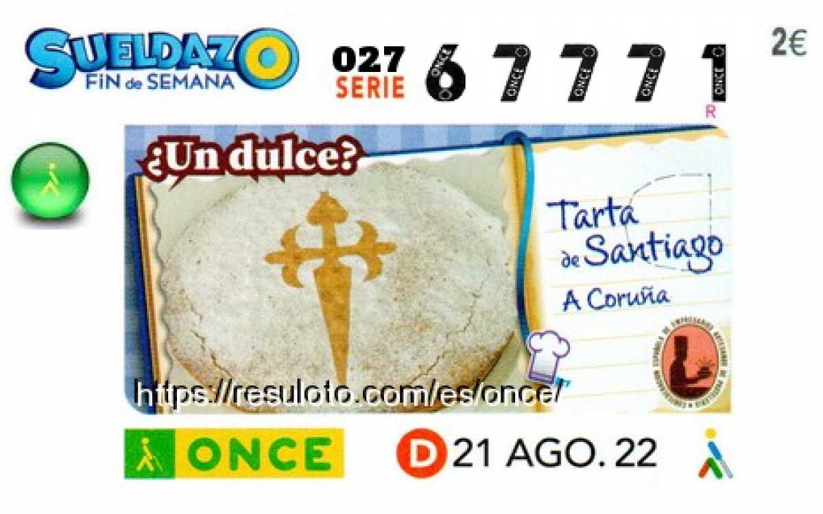 Sueldazo ONCE premiado el Domingo 21/8/2022