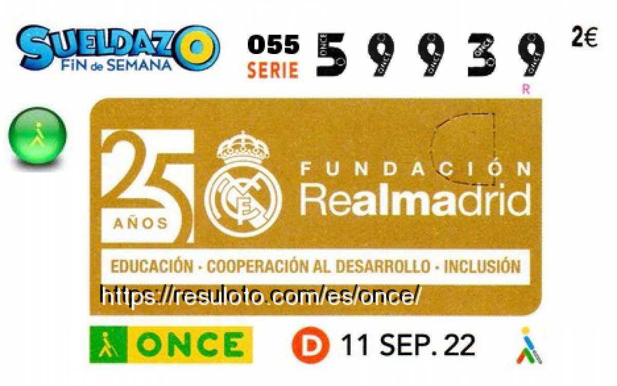 Sueldazo ONCE premiado el Domingo 11/9/2022