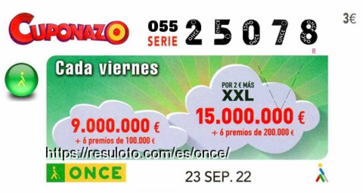 Cuponazo ONCE premiado el Viernes 23/9/2022