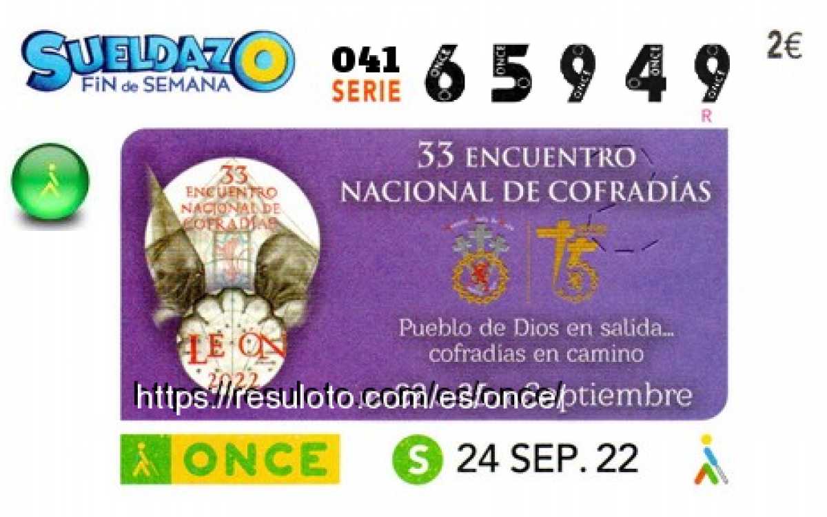 Sueldazo ONCE premiado el Sabado 24/9/2022