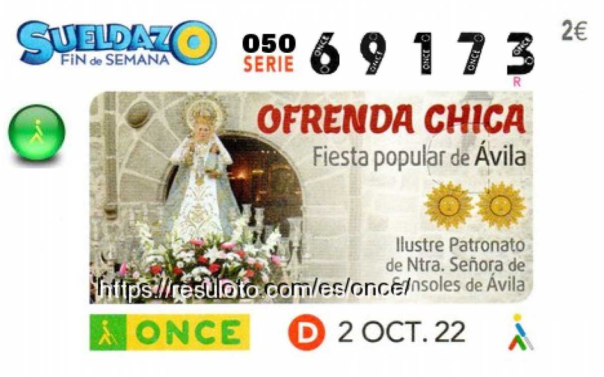 Sueldazo ONCE premiado el Domingo 2/10/2022