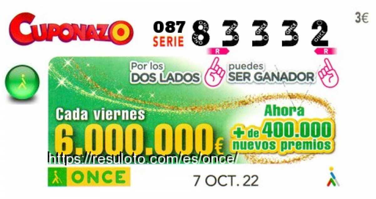 Cupón premiado en este sorteo