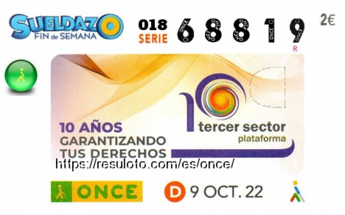 Sueldazo ONCE premiado el Domingo 9/10/2022