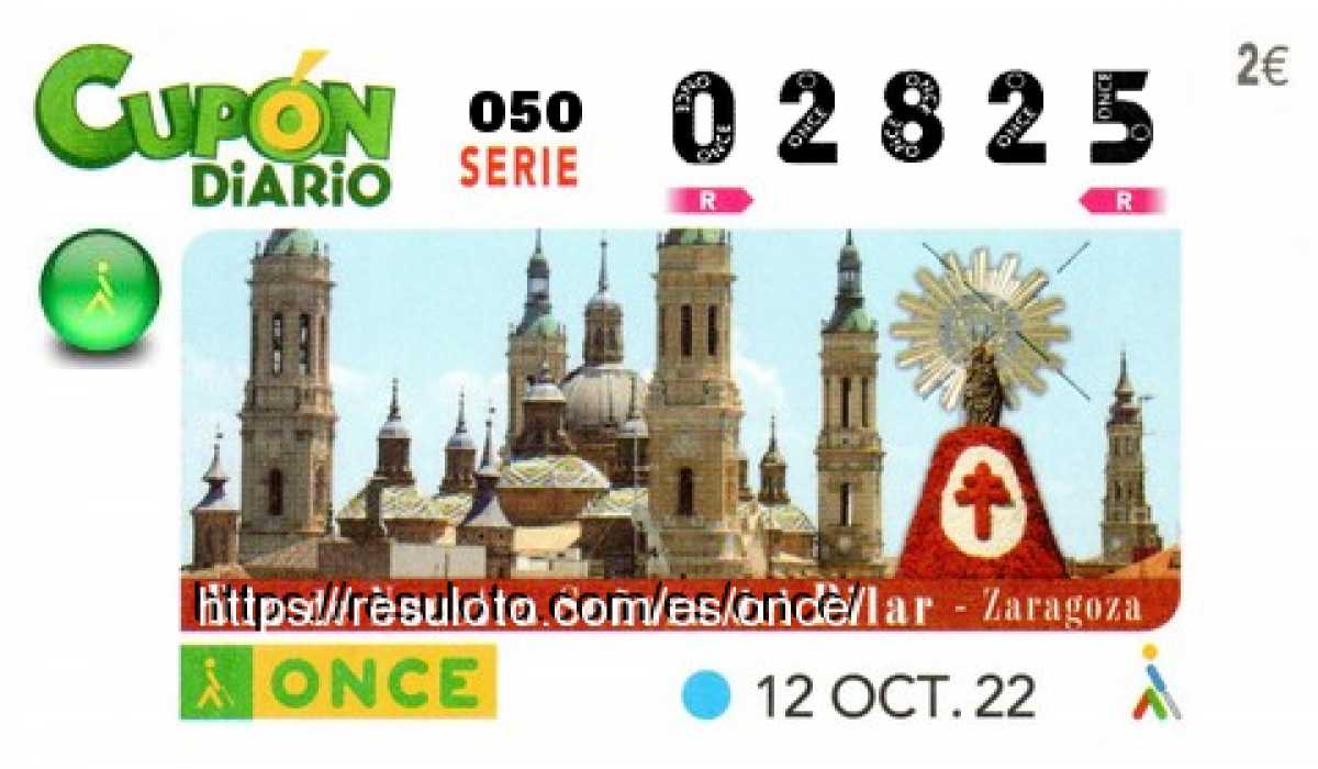 Cupón ONCE premiado el Miercoles 12/10/2022