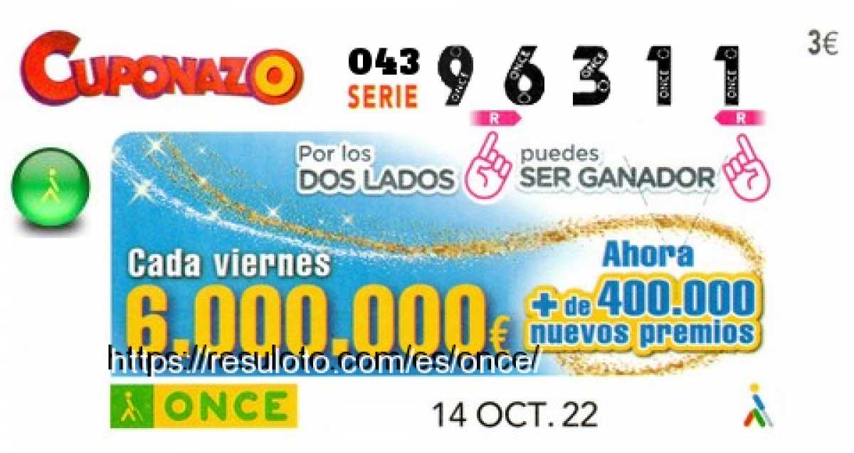 Cupón premiado en este sorteo