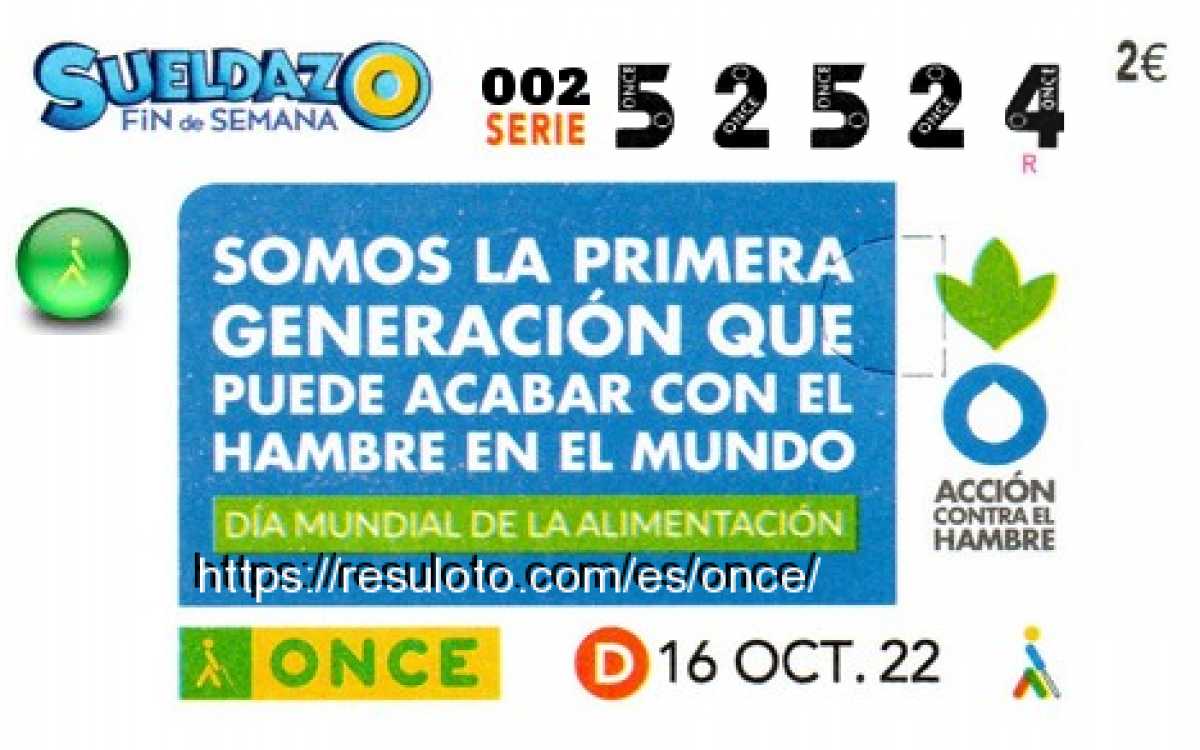 Sueldazo ONCE premiado el Domingo 16/10/2022