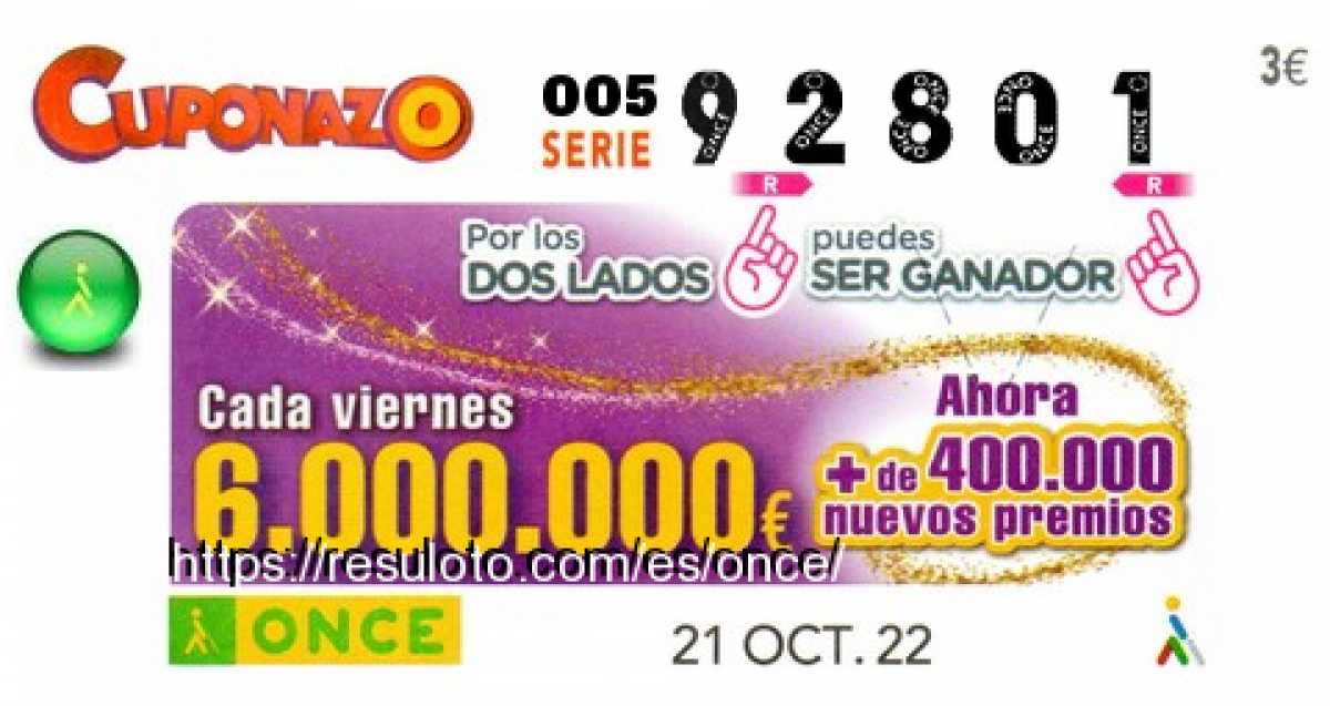 Cupón premiado en este sorteo