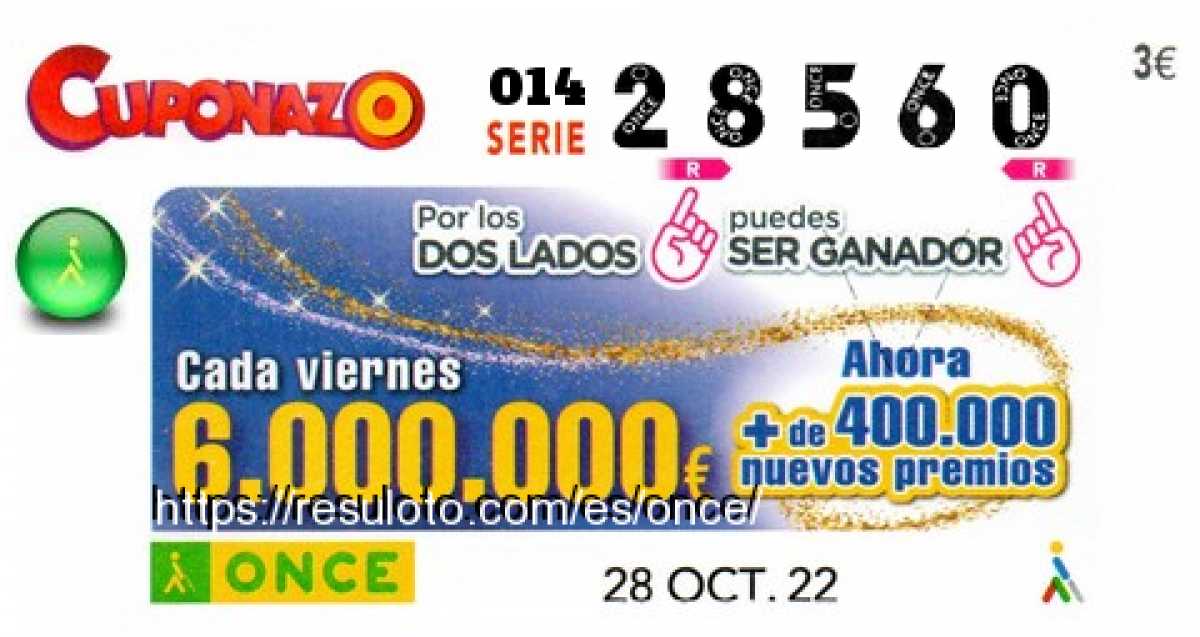 Cupón premiado en este sorteo