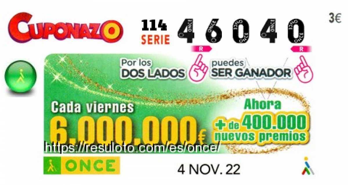 Cupón premiado en este sorteo