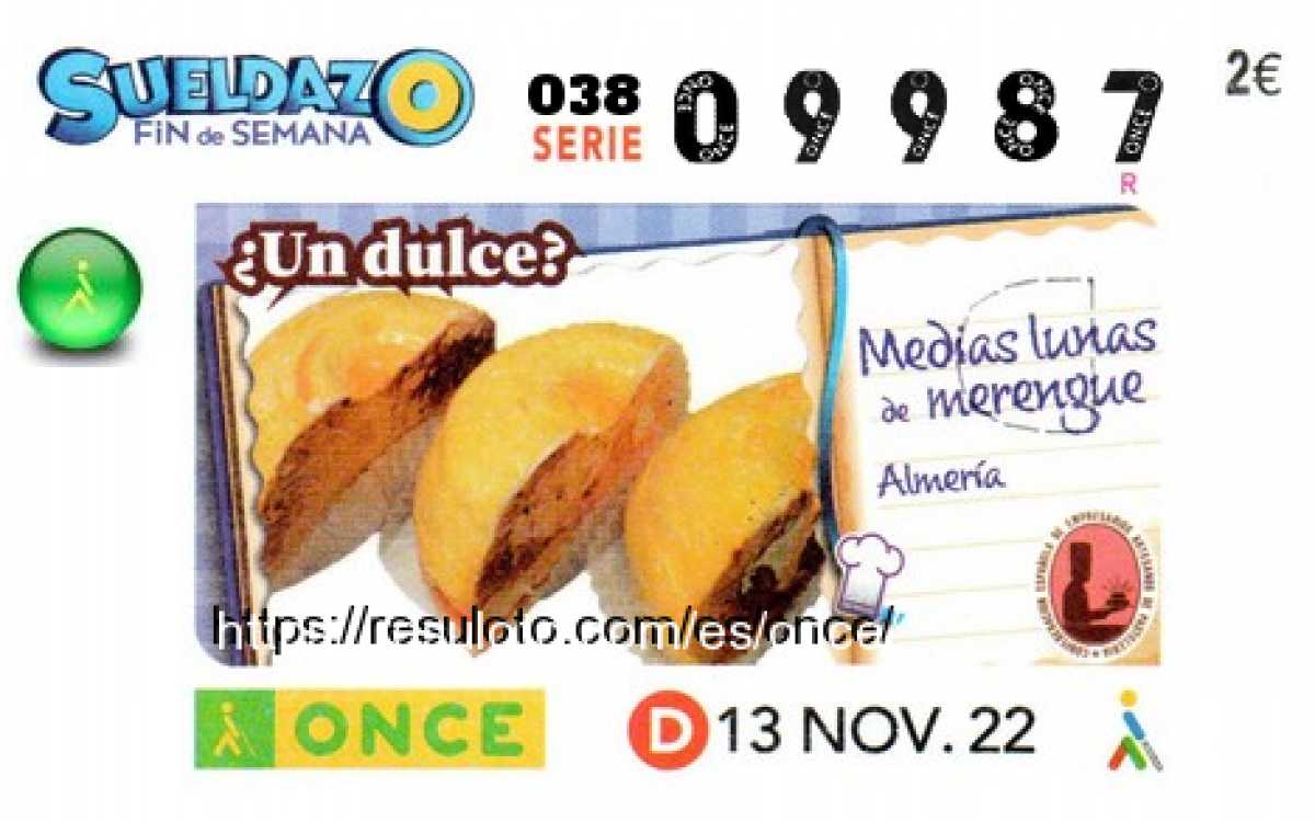 Sueldazo ONCE premiado el Domingo 13/11/2022