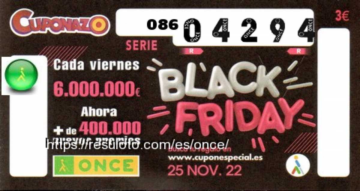 Cuponazo ONCE premiado el Viernes 25/11/2022