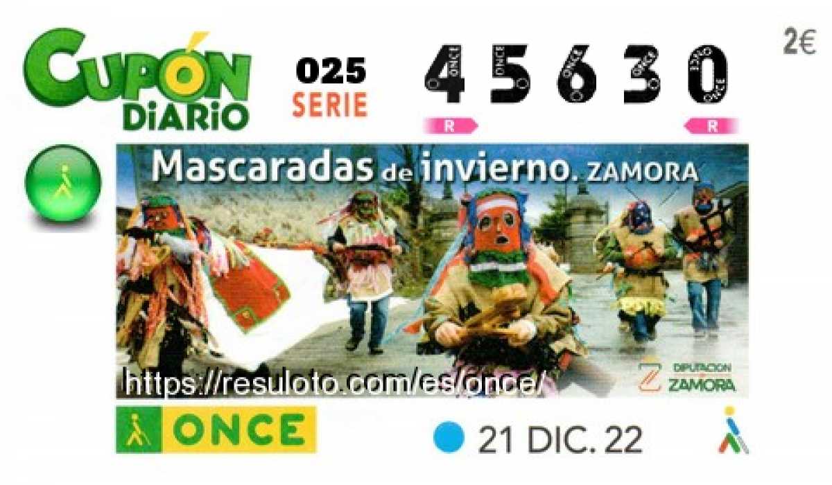 Cupón ONCE premiado el Miercoles 21/12/2022