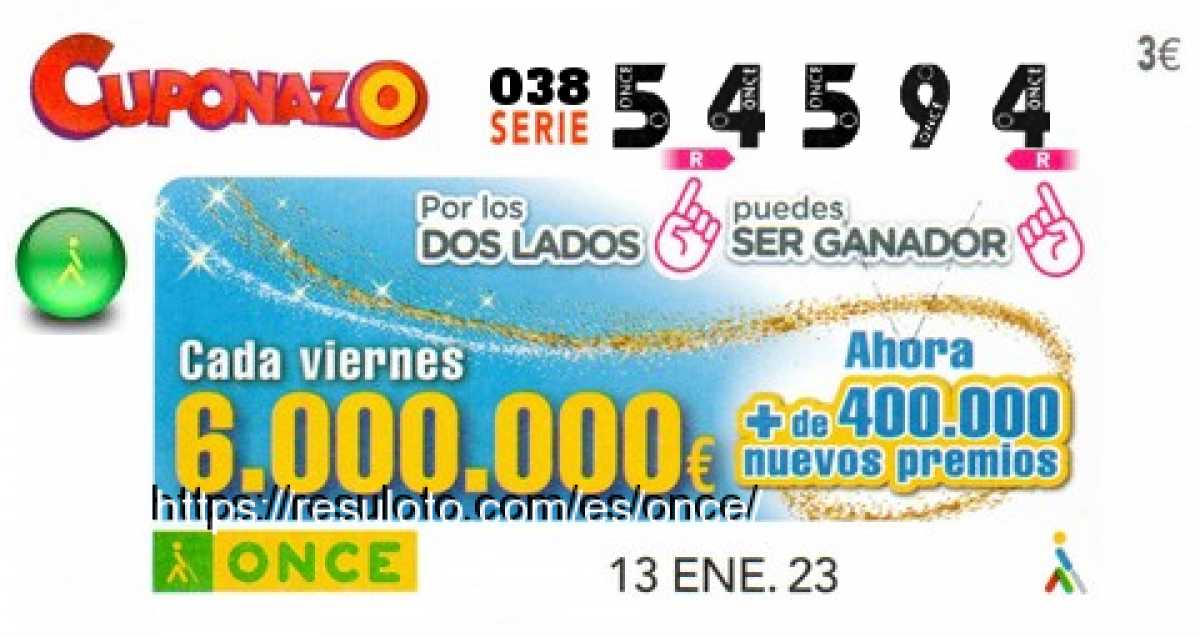 Cupón premiado en este sorteo