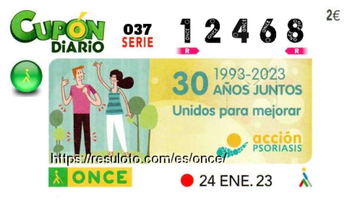 Cupón ONCE premiado el Martes 24/1/2023