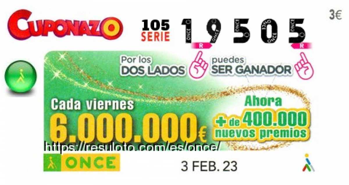 Cupón premiado en este sorteo