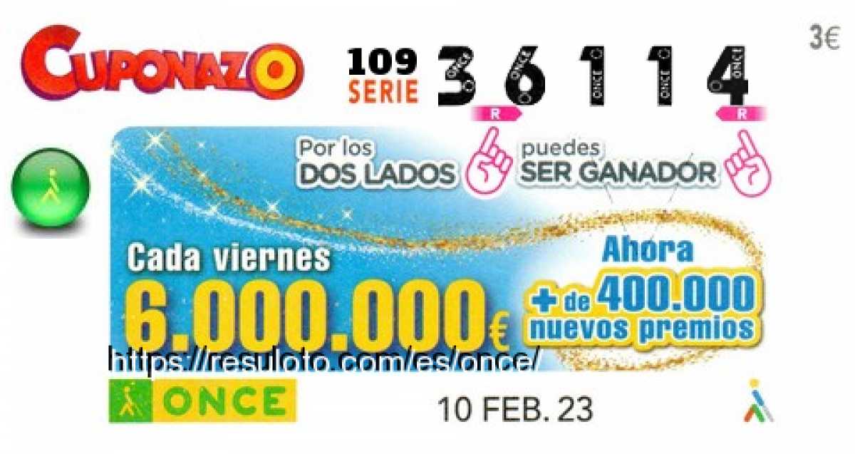 Cupón premiado en este sorteo