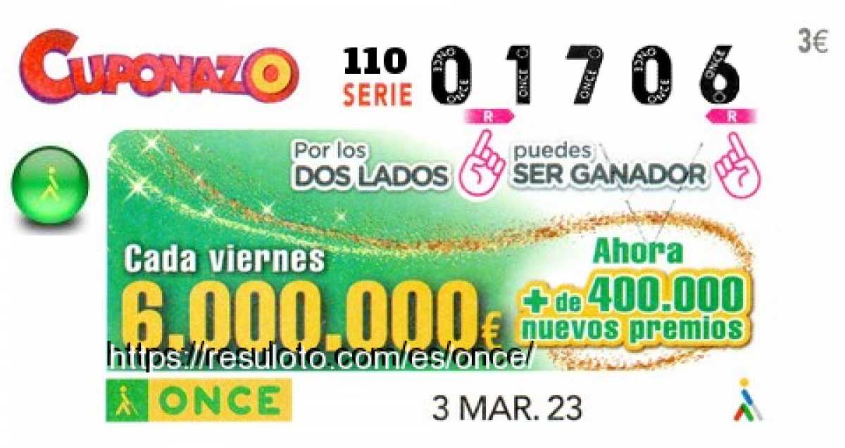 Cupón premiado en este sorteo