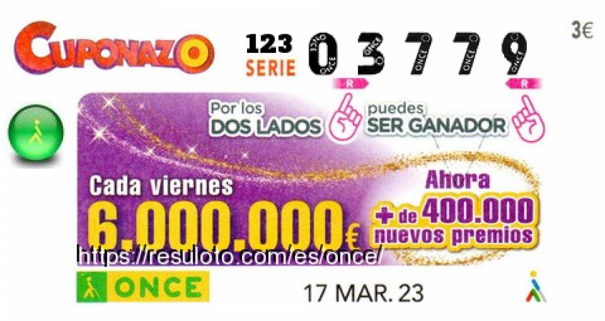 Cupón premiado en este sorteo