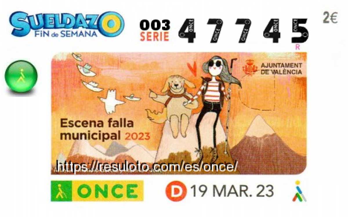 Sueldazo ONCE premiado el Domingo 19/3/2023