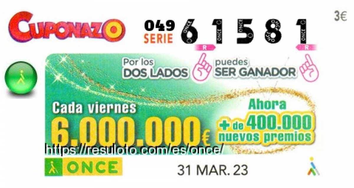 Cupón premiado en este sorteo