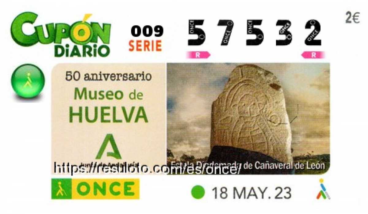 Cupón ONCE premiado el Jueves 18/5/2023