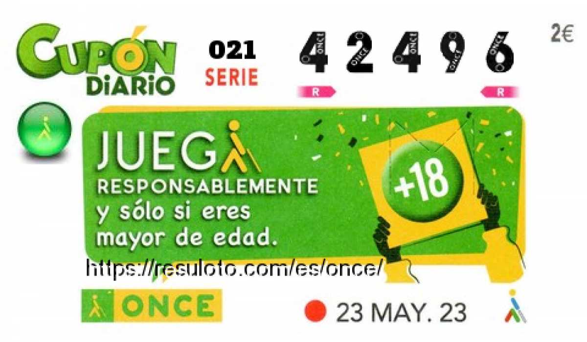 Cupón ONCE premiado el Martes 23/5/2023