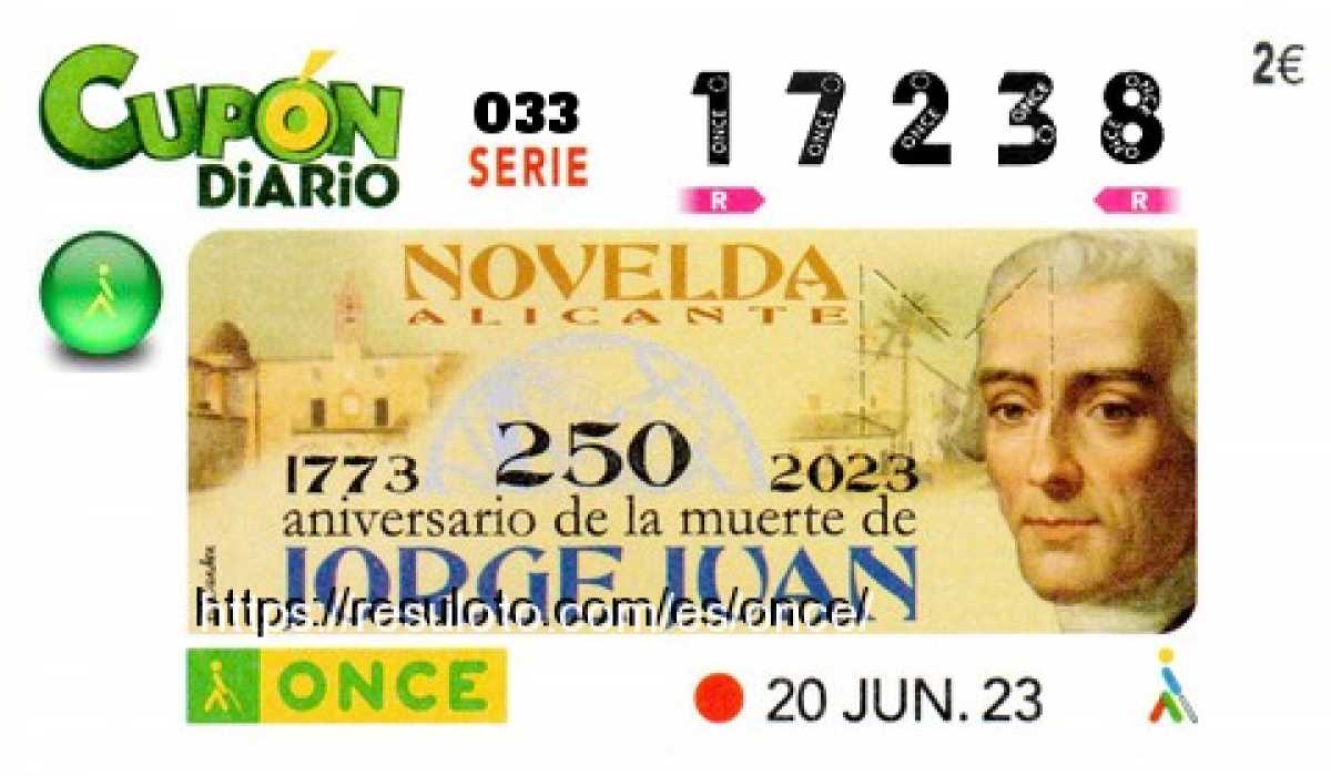 Cupón ONCE premiado el Martes 20/6/2023