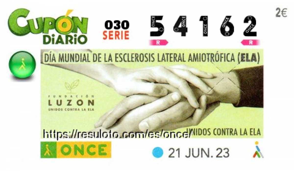 Cupón ONCE premiado el Miercoles 21/6/2023