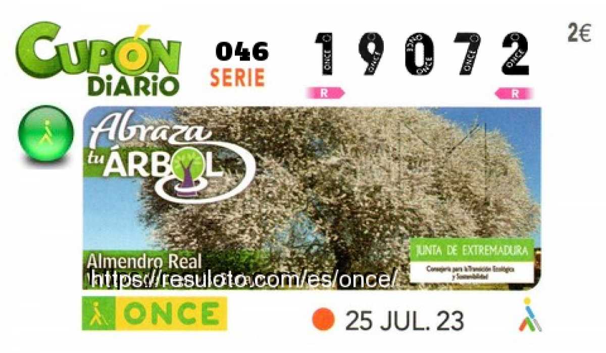 Cupón ONCE premiado el Martes 25/7/2023