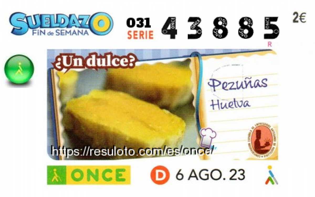 Sueldazo ONCE premiado el Domingo 6/8/2023