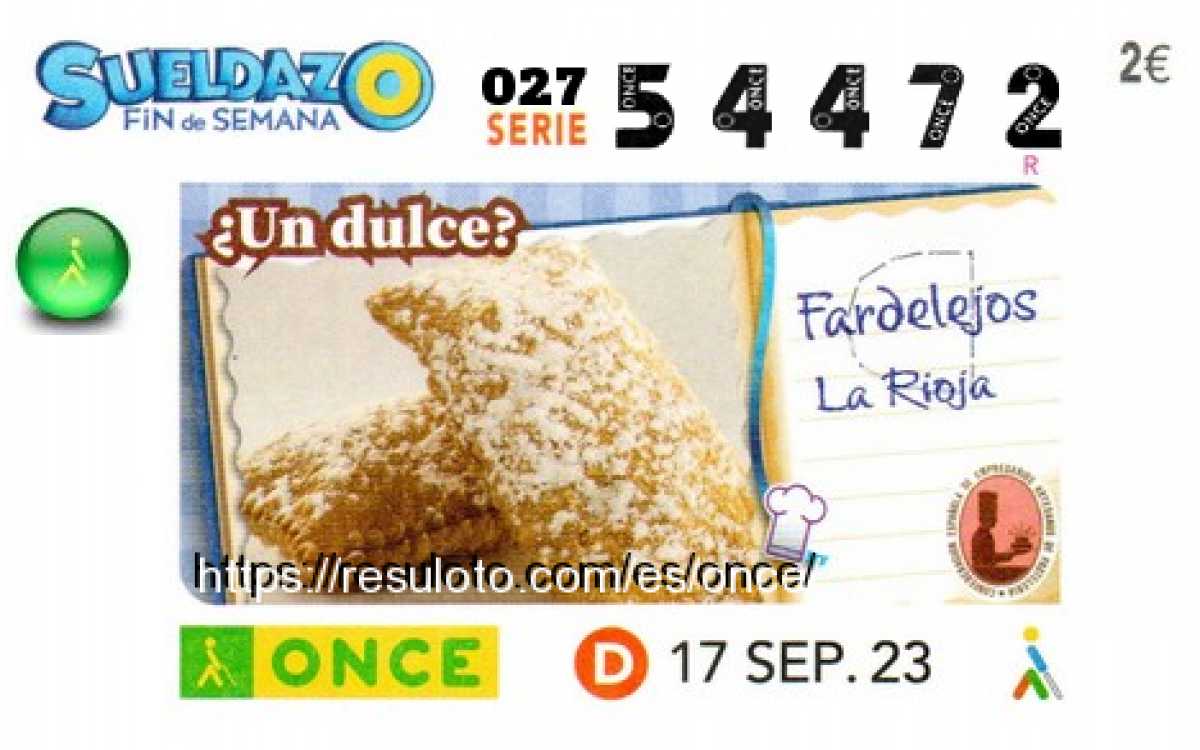 Sueldazo ONCE premiado el Domingo 17/9/2023