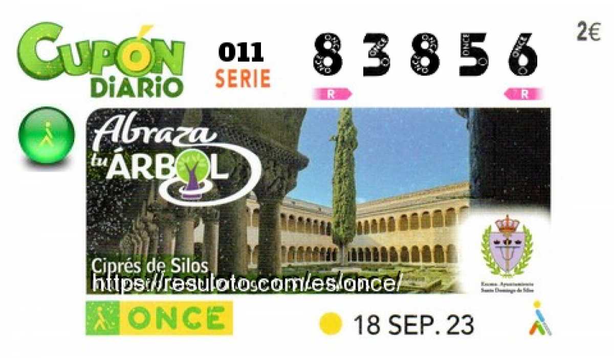 Cupón ONCE premiado el Lunes 18/9/2023