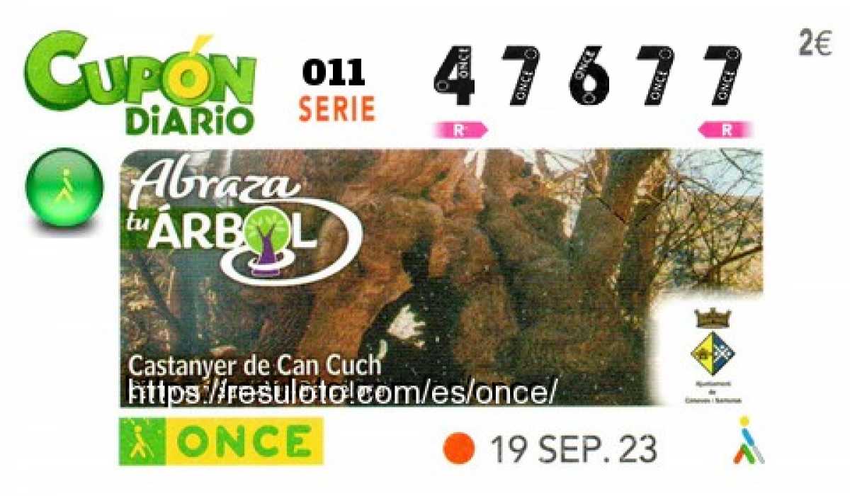 Cupón ONCE premiado el Martes 19/9/2023