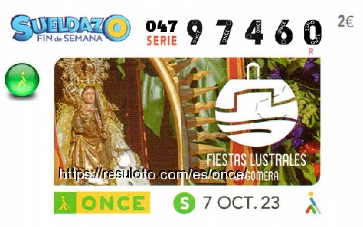 Sueldazo ONCE premiado el Sabado 7/10/2023