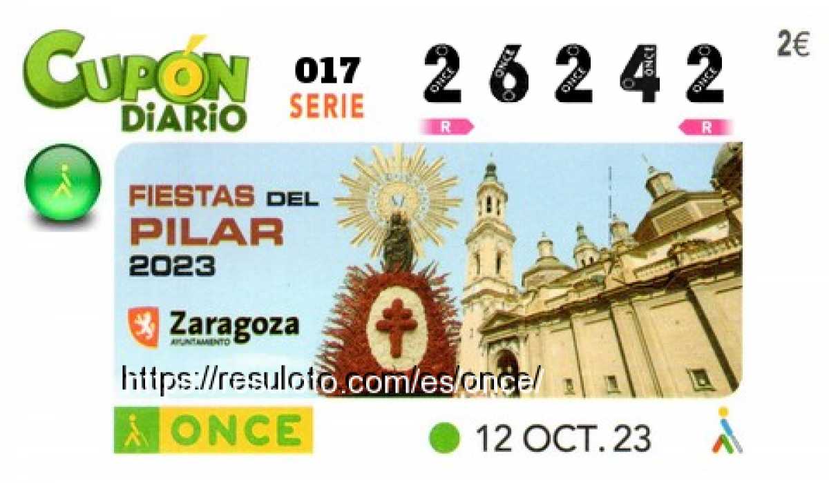 Cupón ONCE premiado el Jueves 12/10/2023