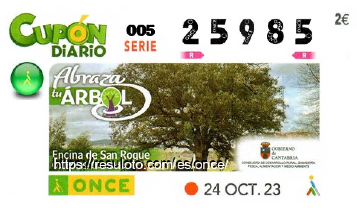 Cupón ONCE premiado el Martes 24/10/2023