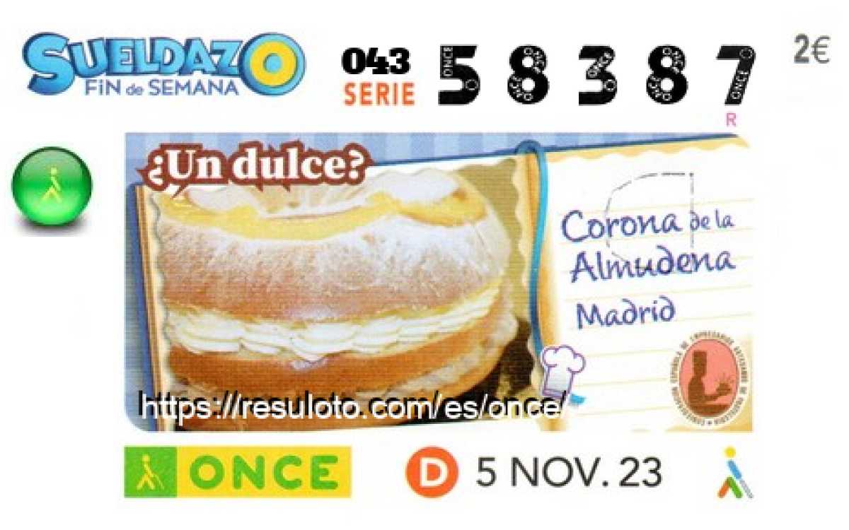 Sueldazo ONCE premiado el Domingo 5/11/2023