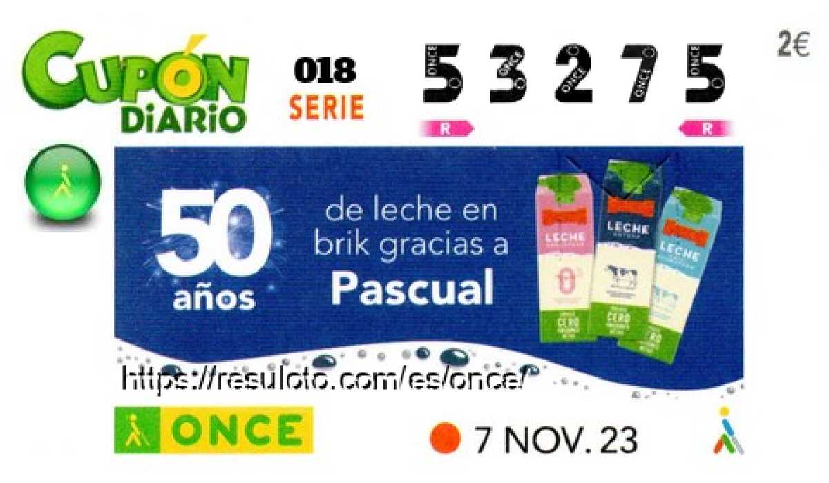 Cupón ONCE premiado el Martes 7/11/2023