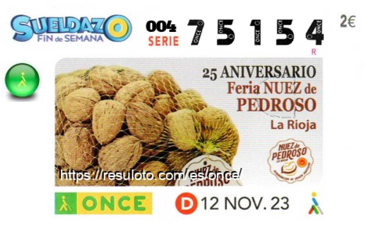 Sueldazo ONCE premiado el Domingo 12/11/2023