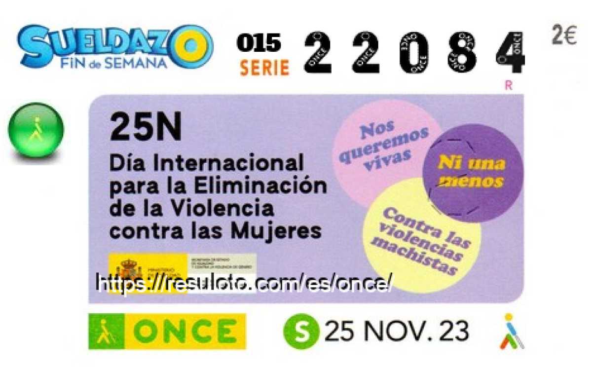 Sueldazo ONCE premiado el Sabado 25/11/2023