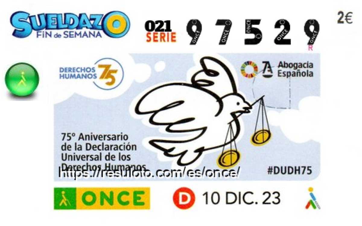 Sueldazo ONCE premiado el Domingo 10/12/2023