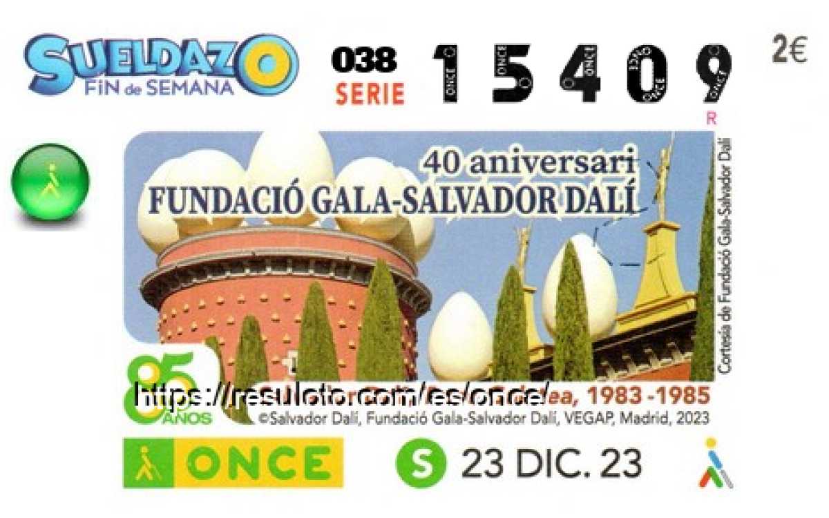 Sueldazo ONCE premiado el Sabado 23/12/2023